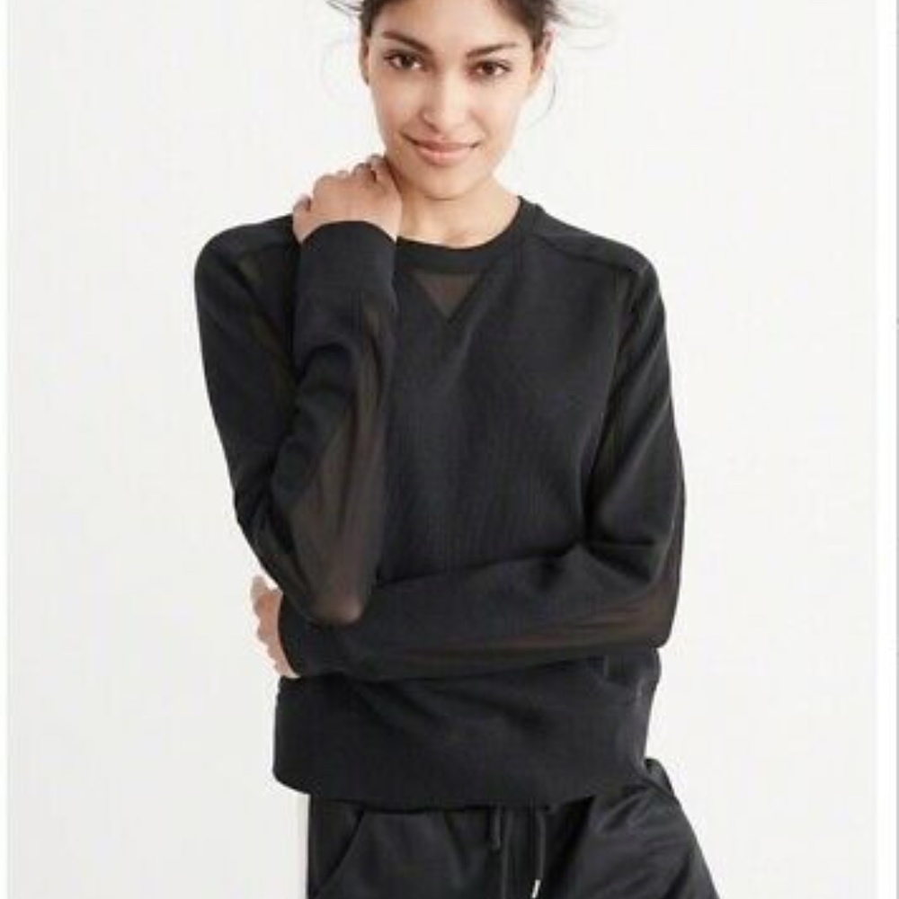 Abercrombie Black Mesh Workout Pullover Sweatshirt